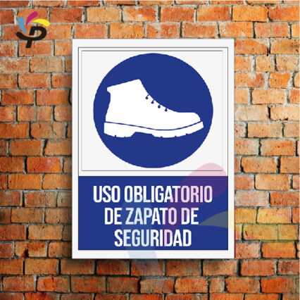 Uso Obligatorio de zapato de Seguridad (Vertical) / Señalética de seguridad 25x30cm