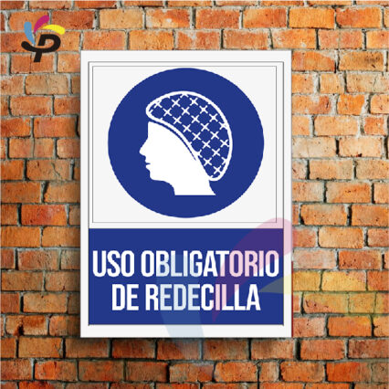Uso obligatorio de redecilla (Vertical) / Señalética de seguridad 25x30cm