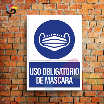 Uso Obligatorio de Mascara (Vertical) / Señalética de seguridad 25x30cm