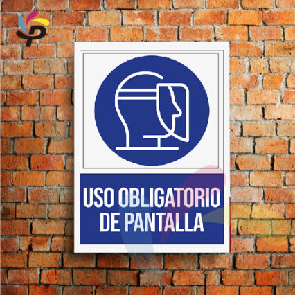 Uso obligatorio de pantalla (Vertical) / Señalética de seguridad 25x30cm