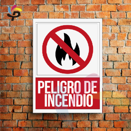 Peligro de Incendio (Vertical) / Señalética de seguridad 25x30cm