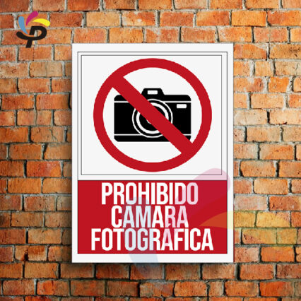 Prohibido cámara fotográfica (Vertical) / Señalética de seguridad 25x30cm