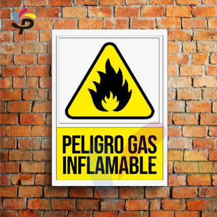 Peligro gas inflamable (Vertical) / Señalética de seguridad 25x30cm